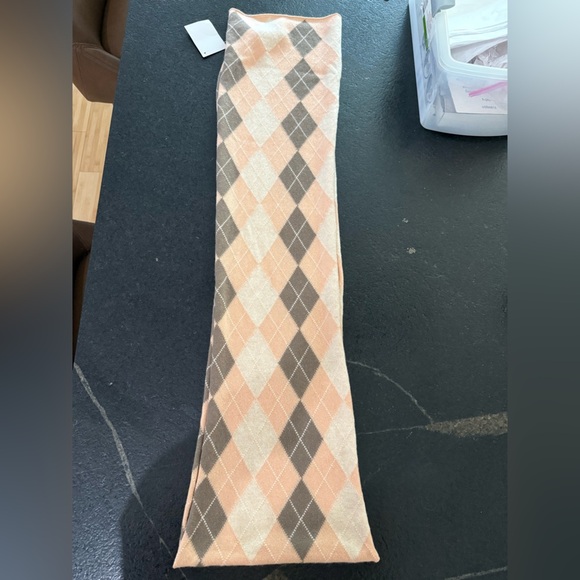 100% Cashmere Argyle Knit Scarf – Pink & Brown – NWT – Dukes of Scotland - Picture 6 of 8